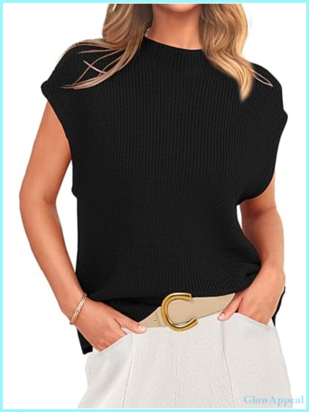PRETTYGARDEN Lightweight Ribbed Knit Mock Neck Sweater Vest Sleeveless Casual